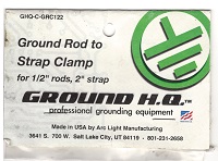 front view of the ground rod clamp for copper strap packaging